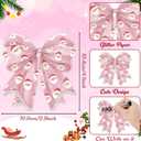Christmas Snowman Pink Bow Cutouts - 100Pcs Winter Glitter Bow Snowman DIY Paper Cuts Party Decors Bowknot Shape Cutout Bulletin Board for Winter Xmas Birthday Party Classroom Home Decoration