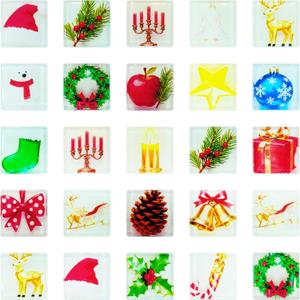 Christmas Glass Mosaic Tiles, 25mm/1Inch Square Tiles Crystal Mosaic Tile for Crafts, Colorful Tiles for Mosaic Project Supplies Home DIY Crafts Interior Decoration