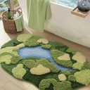DEXI Moss Bath Mat, Ultra Thick Soft Green Bathroom Rug, Water Absorbent Non Slip Microfiber Rugs for Shower Floor, Sink, Bedroom, Home Accessories Decor, 20x32, Moss Green
