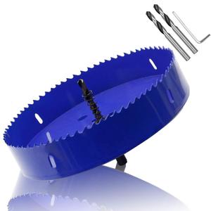 Luomorgo 7.1 inch 180mm Hole Saw, 1 1/4 inch Cutting Depth HSS Bi-Metal Hole Cutter with Hex Shank Drill Bit Adapter for Wood Cornhole Boards Plastic Drywall Fiberboard (Blue)