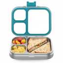 HOMEKOL Stainless Steel Lunch Box, 3 Compartments Metal Bento Box for Kids Adults, Leak-Proof Lunch Box for School Office, Dishwasher Safe, BPA-Free, Tritan Lid, Blue