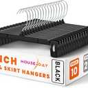 HOUSE DAY Pants & Skirt Hangers - 10 Pack Pants Hangers with Non-Slip Big Clips - Closet Hangers for Shorts, Shirts, Jeans, Slacks, Clothes, Clothing - Durable, Slim & Space Saving, Black - 10 Inch