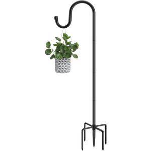 48" Shepherds Hooks for Outdoor, Heavy Duty Garden Bird Feeder Pole for Hanging Bird Feeder, Plant Baskets, Solar Light Lanterns, Outdoor Plant Hanger Hook with 5 Base Prongs,1 Packs
