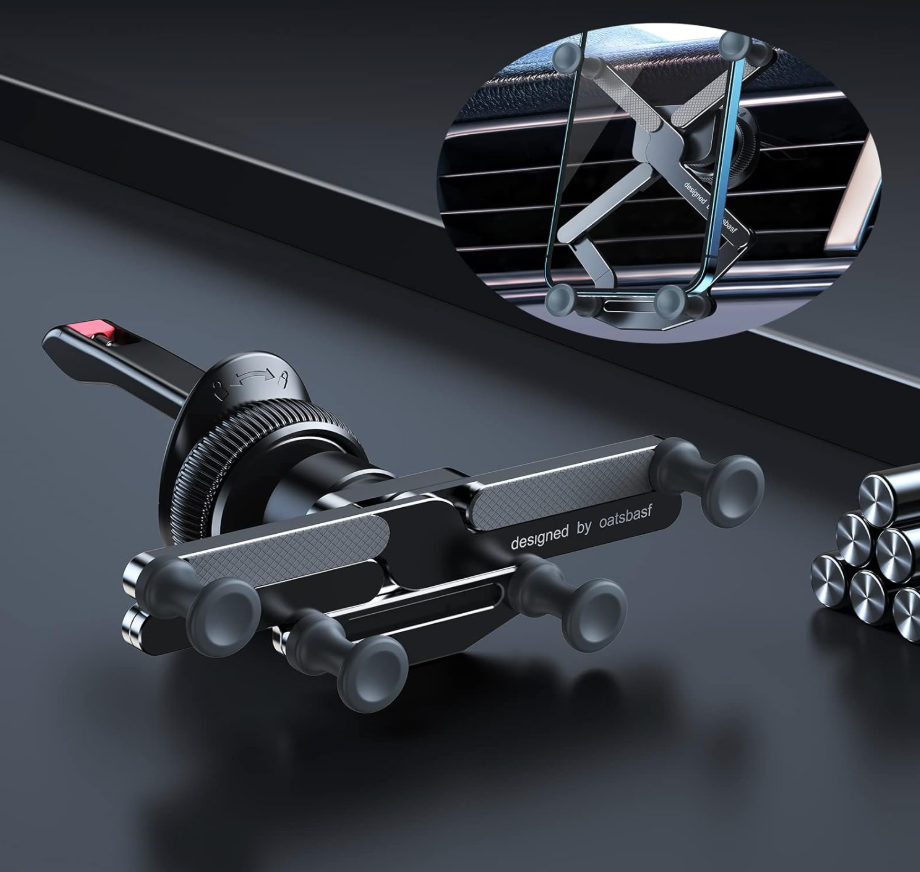 OATSBASF Car Vent Phone Mount [Full Metal Body] Foldable Car Air Vent Phone Holder, Compatible with iPhone 17 16 Pro Max 15 14 / Samsung S25 Ultra 24 / All Phone Models