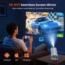 WISHOLY Mini Projector with WiFi and Bluetooth, Portable Movie Projector with 180 Rotatable, 1080P HD Supported, Auto Vertical Keystone, Compatible with Smartphone, TV Stick, Laptop, HDMI, USB