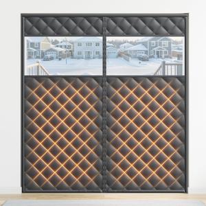 Magnetic Insulated Sliding Door Curtain Fits 72"x80" - Thermal French Door Cover for Winter with Clear Window, Patio Doors Insulation Kit & Doors Draft Stopper for Sliding Glass French Doorway - Black