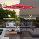 9FT Solar Umbrella Outdoor - Lighted Solar Patio Umbrella with 40 LED Lights Waterprool UV Protection, Table Umbrella with Tilt for Pool, Porch, Garden, Deck, Backyard (Red)