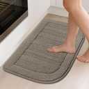BEQHAUSE 30x18 Inch Kitchen Rug Mat Durable Kitchen Rugs Non-Slip Washable Absorbent Kitchen Mats for Floor Dirt-Resistant Semicircular Kitchen Mat (Taupe)