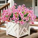 20 Bundles Artificial Flowers for Outdoors, UV Resistant Fake Flowers with Plastic Plants, Faux Silk Flower for Outdoors Planter, Fake Realistic Plant Outside Window Boxes Patio Decor-Pink