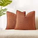 JUSPURBET Rust Decorative Pillow Covers 22x22 Set of 2 Throw Pillow Covers for Couch Sofa Bed Cozy Boucle Textured Cushion Covers Cases with Hidden Zipper for Living Room Home Decor