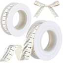 Wavwavw 2 Pack Ruler Ribbon for Craft 10 Yard Teacher Measuring Tape Ribbon Cotton Measure Cloth Seamstress Tape School Themed Crafts and Gifts Supply(Ruler,White)