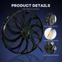 16 inch Universal Fan Push Pull Electric Radiator Cooling Fan 12V 120W with Mounting Kit Black