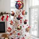 Christmas Chicken Tree Topper 9Pcs Ornament Tree Decorations Chicken Decor for Xmas Tree Top Decoration Indoor Outdoor Home Holiday Party