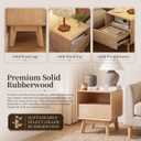 100% Solid Wood Nightstand, Nearly Fully-Assembled, Rustic Natural, 16.54"W x 13.78"D x 20.47"H
