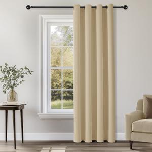 ChrisDowa Blackout Curtains 72 inches Long for Bedroom - Grommet Thermal Insulated Room Darkening Curtains for Living Room (1 Panel, Biscotti Beige, 52 x 72 Inch)