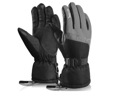 MCTi Ski Gloves,Winter Waterproof Snowboard Snow 3M Thinsulate Warm Touchscreen Cold Weather Women Gloves Wrist Leashes Grey