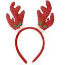 Abxqa Christmas Headband - Glitter Christmas Headbands for Women - Red Sequin Reindeer Antlers Headband for Winter Party Decorations - Dress Accessories - Cosplay Costume Pack Of 3