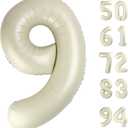 Cream 9 Balloon, Number Balloons 40 Inch, Cream 9th Giant Birthday Decorations for Boys Girls, 19th 29th Party Decorations Supplies, Number 9 Balloon