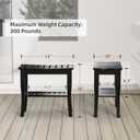 Domax Bamboo Shower Bench & Stool Waterproof - Wood Shower Bench with Storage Shelf for Inside Shower(Black)