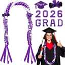 Suncalla 11 Pcs 2026 Graduation Leis Set Graduation Leis Class of 2026, Grade Braided Cords with Letters Card Patches Ribbon Lei Graduate Gift for High School Master College Grad Party(Purple White)