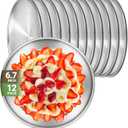 Stainless Steel Plates, 12 Set 6.7 inch 304(18/8) Metal Food Serving Plate, Reusable Snack Eating Dishes Round Shatterproof Plate Silver Dinnerware for BBQ Dinner Oven Dishwasher Safe