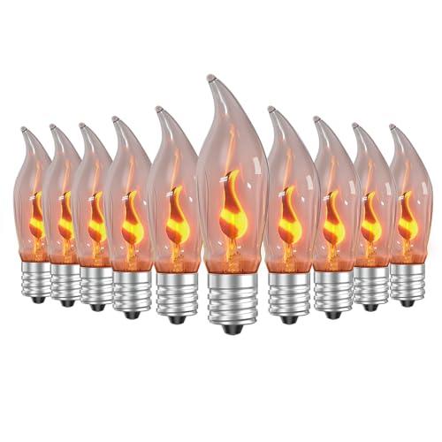 Hompavo Upgraded Flame Light Bulbs, Compact E12 Chandelier Base Candle Flickering Fire Light Bulb for Halloween Christmas Party Porch Indoor & Outdoor Home Decor - 10 Pack