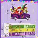 4PCS Mardi Gras Truck Wooden Table Centerpieces Decorations - Carnival Tiered Tray Party Decor for Home Mantel