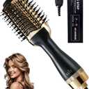 4-in-1 Hair Dryer Brush, Ionic Ceramic Titanium Hot Air Styler with ALCI Safety Plug, 3 Heat Settings for Frizz-Free Blowouts, Salon Volumizer and Straightener (Gold)