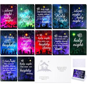 Motiskyy 240 Pack Oh Holy Night Christmas Cards Bulk Religious Christmas Cards with Envelopes Boxed Christmas Cards with Scripture Christian Nativity Christmas Cards for Xmas Holiday Party Gift