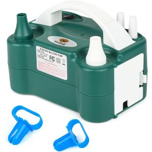 Electric Balloon Pump, Portable Electric Balloon Blower Machine Balloon Air Pump Dual Nozzle 110V 600W Balloon Inflator for Party Decorations (Dark Green)