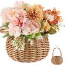 Weysat Small Flower Girl Basket with Handle Wicker Rattan Flower Basket Set, Rustic, Hand Woven for Wedding Girl Home Decorations Picnic Garden Candy Sweets Gifts (Natural)