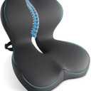 Memory Foam Seat Cushion,Office Chair Cushion with Lumbar Support for Back Pressure Relief, Car Seat Cushion with Adjustable Strap,Sciatica Pad Cushions for Car,Truck,(C-Dark Grey)