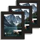 Hongkee 4x5 Picture Frame - Made of Real Glass and Black Wooden Frame, 4 by 5 small Photo for Wall or Tabletop Display, 3 Pack