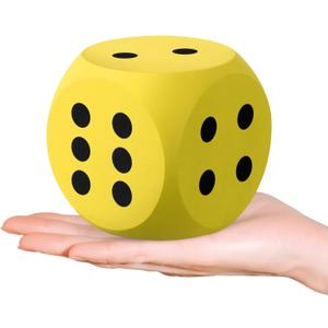 Shappy 3 Inches Foam Dice Fun Filled Large Educational Toy Kawaii Giant Decorative Eva Foam Jumbo Dice Big Square Building Blocks for Board Game Nights Learning Sessions(Yellow,1 Pc)