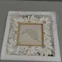 4x4 Small Vintage Picture Frame, Tiny Antique White Ornate Square Photo Frame, for Tabletop and Wall Display, Decorative Floral Design Retro Home Decor, Old Fashioned Photo Gallery Art