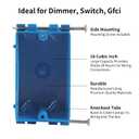 10-Pack Single Gang Electrical Box, New Work Box 1 Gang, Blue New Work Electrical Nail Outlet Box, 18 cu. in, Switch/Outlet Box PVC Electrical Junction Box for Residential Commercial Job Applications
