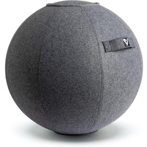 Sitting Ball Chair for Office and Home, Pilates Exercise Yoga Ball with Cover for Balance, Stability and Fitness, Ergonomic Posture Exercise Ball Seat with Handle and Pump (24 inch, Gray)