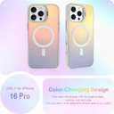 Cute Case for iPhone 16 Pro Case with Stand for Women Girls Men [Compatible with Magsafe] Aesthetic Glitter Sparkly Bling Magnetic Phone Cover with Camera Lens Kickstand, Iridescent White