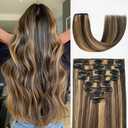 Clip in Hair Extensions Real Human Hair, 18 Inch 100g, 2/6 Dark Brown to Chestnut Brown, Invisible Seamless Remy Human Hair Clip in Extensions for Women 8pcs Per Set with Double Weft