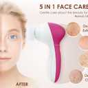 Facial Cleansing Brush Face Scrubber Exfoliating Cleaning Skin Care Cleanser Wash Women Girls Electric Beauty Powered Exfoliator Skincare Spin Tools Scrub Washer Self Care by VISOFO (Rubellite)