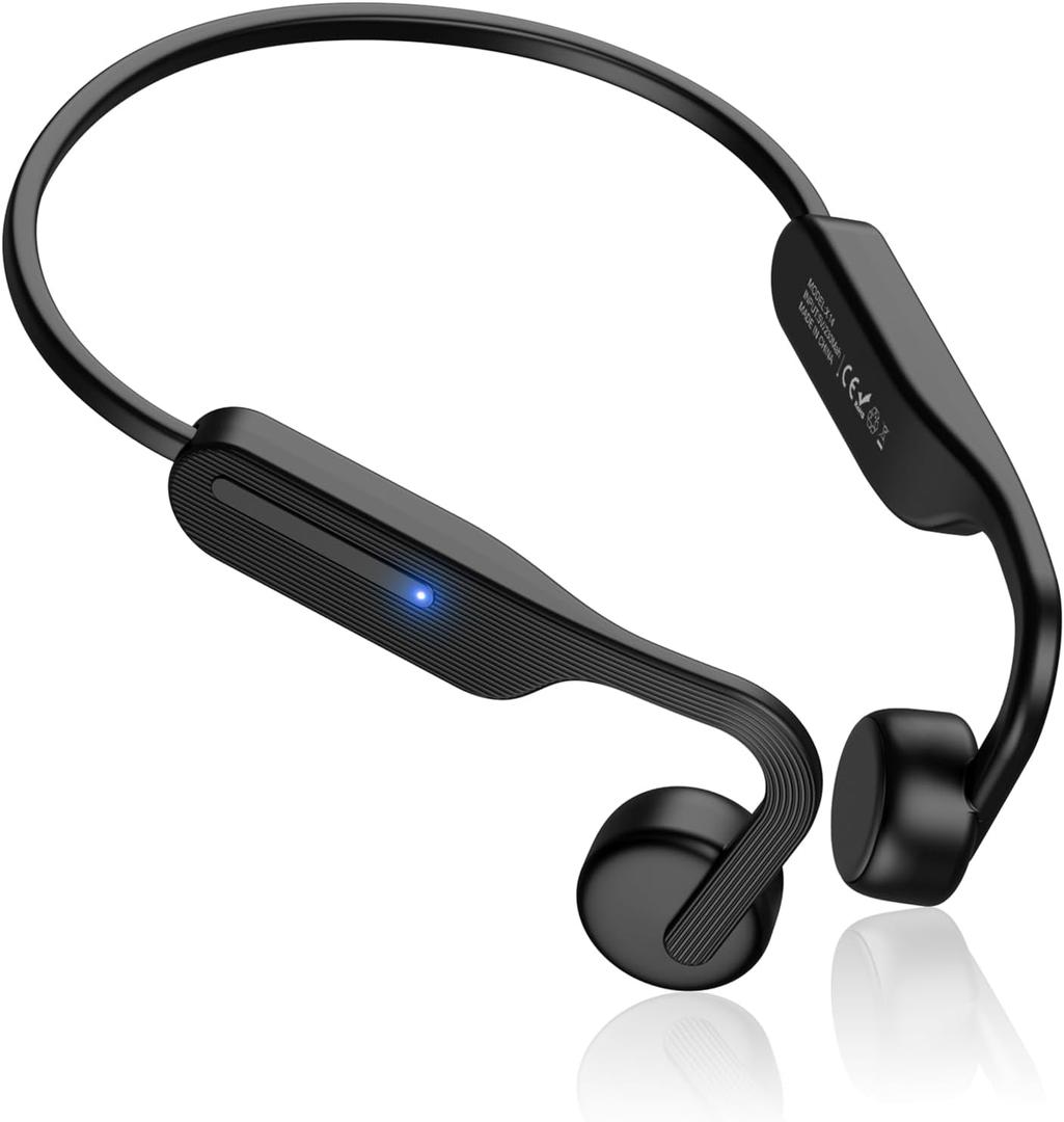 Bone Conduction Headphones Open Ear Headphones Bluetooth 5.4 Sports Wireless Earphones with Built-in Mic, Sweat Resistant Headset for Running, Cycling, Hiking, Driving (Black)