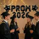 2 x Black Prom Balloons 2026, 16 Inch Prom 2026 Balloons for Proms Decorations 2026 Preschool College Graduation Party Decorations Supplies