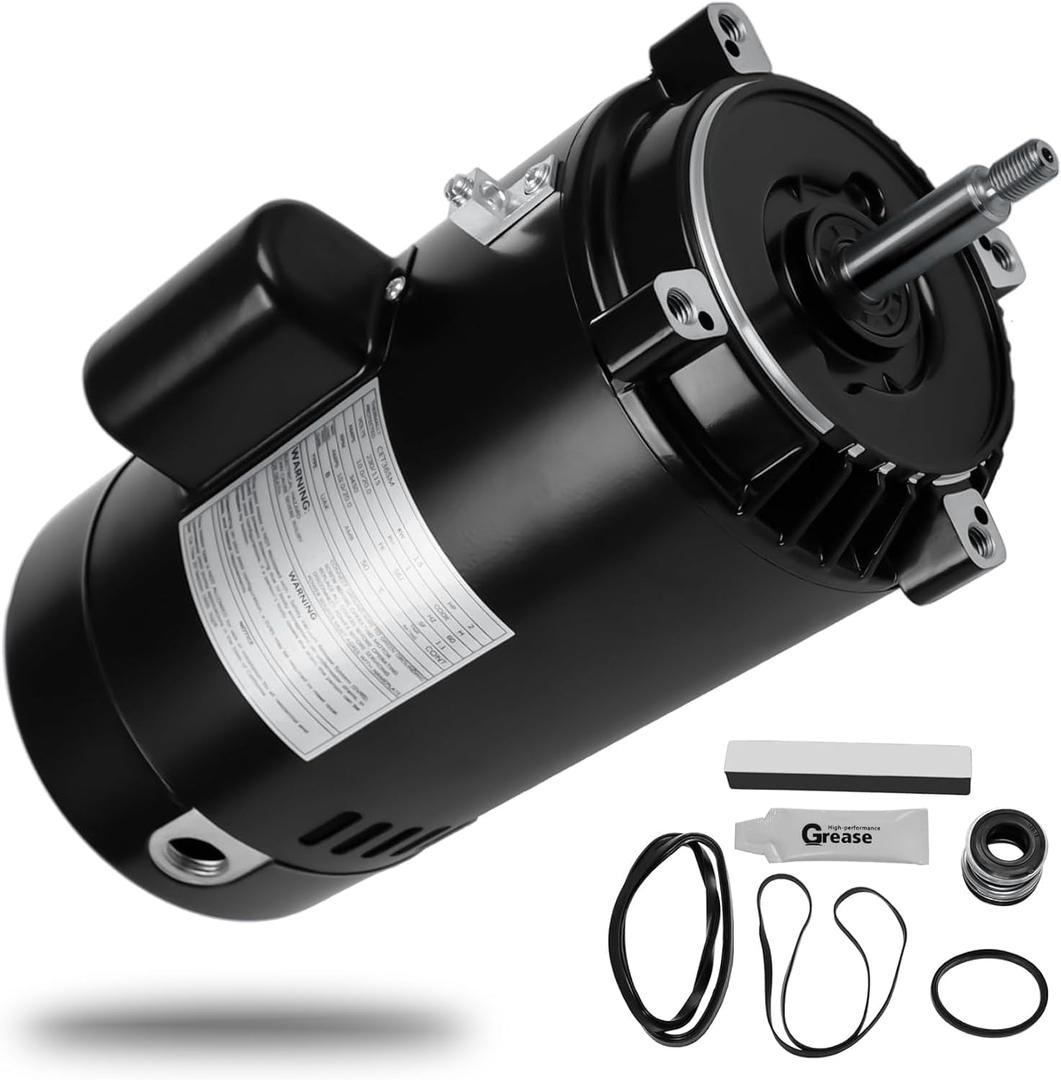 UST1202 2 HP Swimming Pool Pump Motor and Seal Kit Compatible with Hayward Super, Super II, Max Flow, Northstar & Jacuzzi Magnum Pump, ST1202 2.0 HP Single Speed Round Flange Pool Motor, 115/230 V