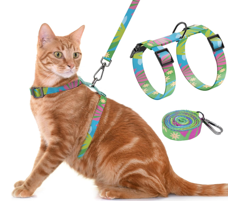 Cat Harness and Leash Set - Escape Proof Adjustable Cat Harness, Comfortable Soft Lightweight, Use Safe & Easy, Walking Travel Kitten Harness