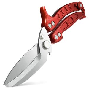 4-in-1 Kitchen Shears Heavy Duty  Sharp Fish, Seafood, Turkey & Chicken Scissors with Non-Slip Metal Handle & Micro-Serrated Blades for Meat  Spring-Loaded Bone Cutting Scissors with Safety Lock