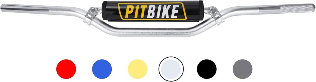 Motorcycle Handlebars 7/8 Inch,RUTU Universal Dirt Bike Handle Bar with Crossbar Pad Low-Rise Drag Bar for Motocross ATV Quad-Silver
