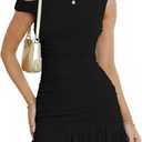 Ophestin Womens Sexy Homecoming Dress Short Off The Shoulder Bodycon Summer Mesh Ruffle Mini Dresses (Black)