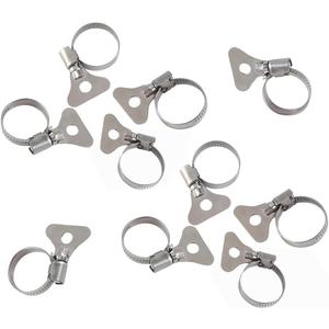 10-Pack 304 Stainless Steel Hose Clamps with Adjustable Thumb Screw, Key-Type Design, 8mm Bandwidth, Ideal for Plumbing, Automotive, and Machinery Applications (Size: 18-32mm (23/32"-1 1/4")