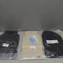 Womens Winter Knitted Beanie Hat Warm Fleece Lined with Pompom Cap Thick Slouchy Snow Knit Skull Ski Cap , 3 pcs , Set , Black and white