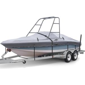 Ski & Wakeboard Tower Boat Cover 20-22ft for Wake Tower, 900D Marine-Grade Heavy Duty Boat Cover with Reinforced Stitching, All-Season Waterproof Boat Wrap for Winter, Fits Up to 106" Beam